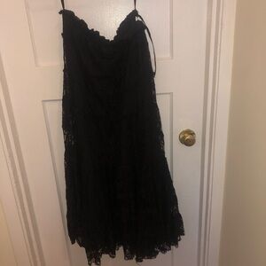 Elegant Black A-Line lace skirt, Solitaire size large black lace 34” round .